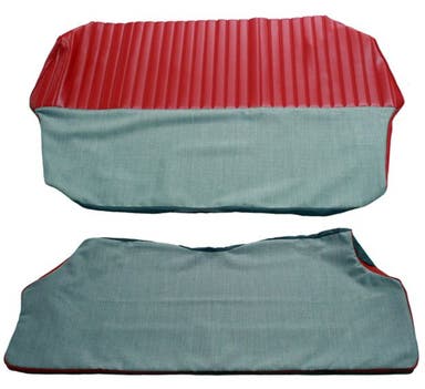 Bekleding achterbank voor Volvo 544A 1958-60 rood/grijs Optie 1