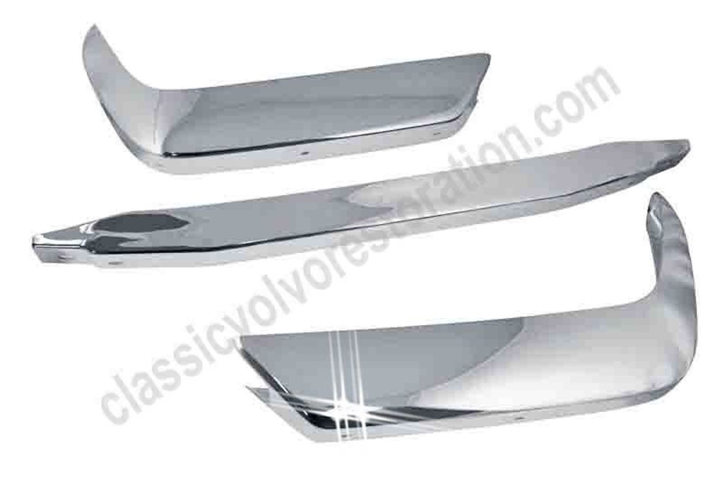 Bumperset voor en achter voor Volvo 1800, 1965-73, chroom (niet US73)