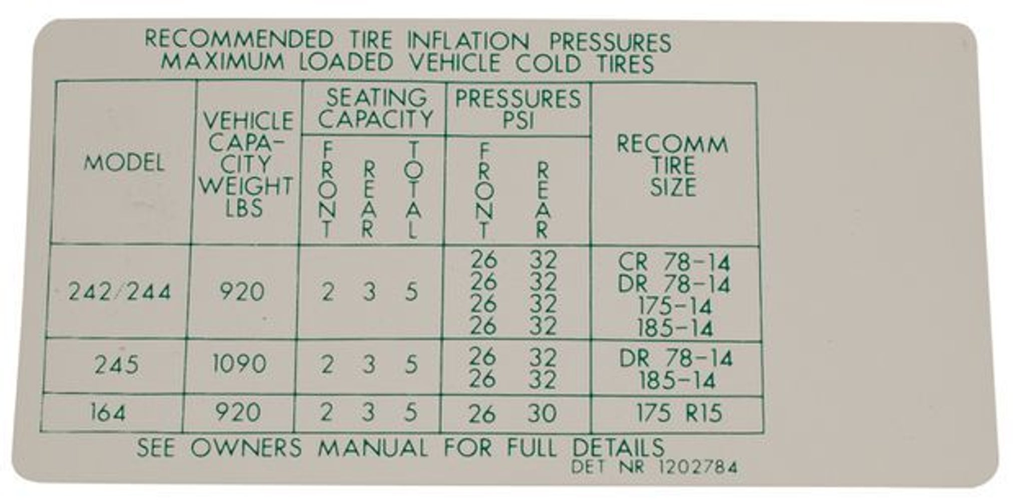 Sticker Volvo 164 export