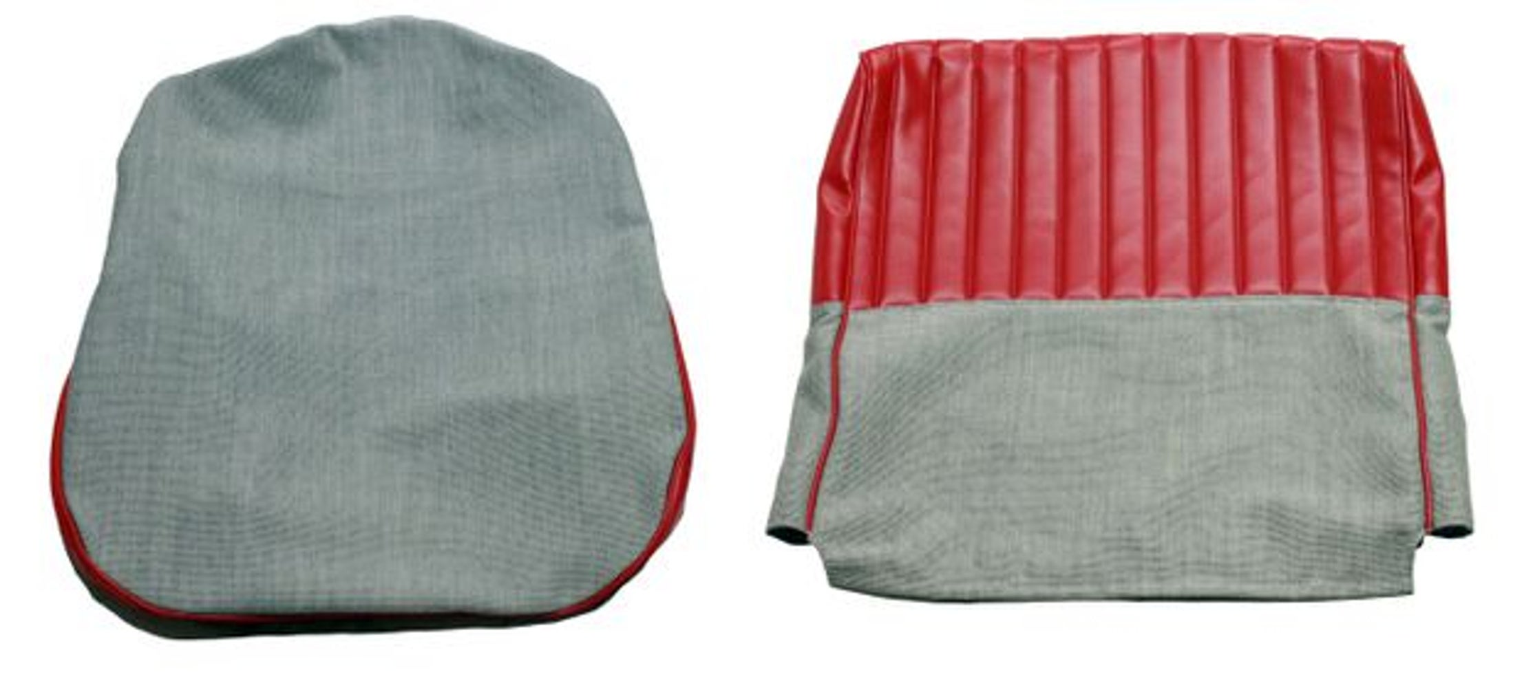 Bekleding voor de voorstoel van een Volvo PV544A uit 1958-1960, rood/grijs.