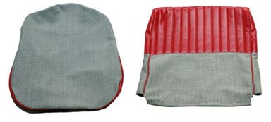 Bekleding voor de voorstoel van een Volvo PV544A uit 1958-1960, rood/grijs.