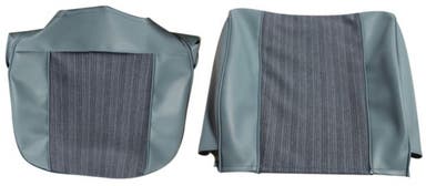 Bekleding voor de voorstoel van een Volvo PV544B uit 1960-61, blauw.