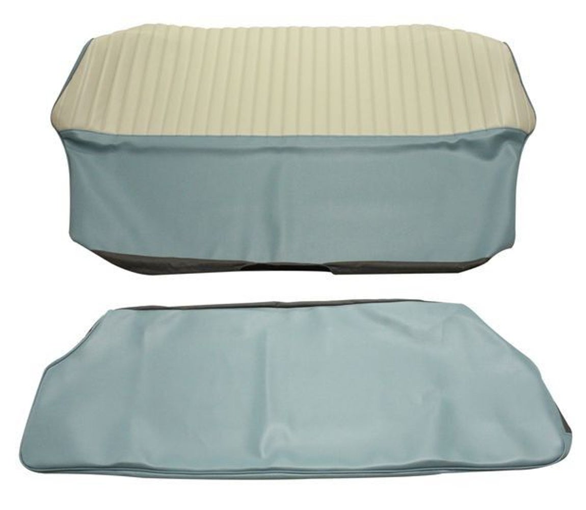 Bekleding achterbank voor Volvo PV544A 1958-60 US blauw/beige Alternatief 2