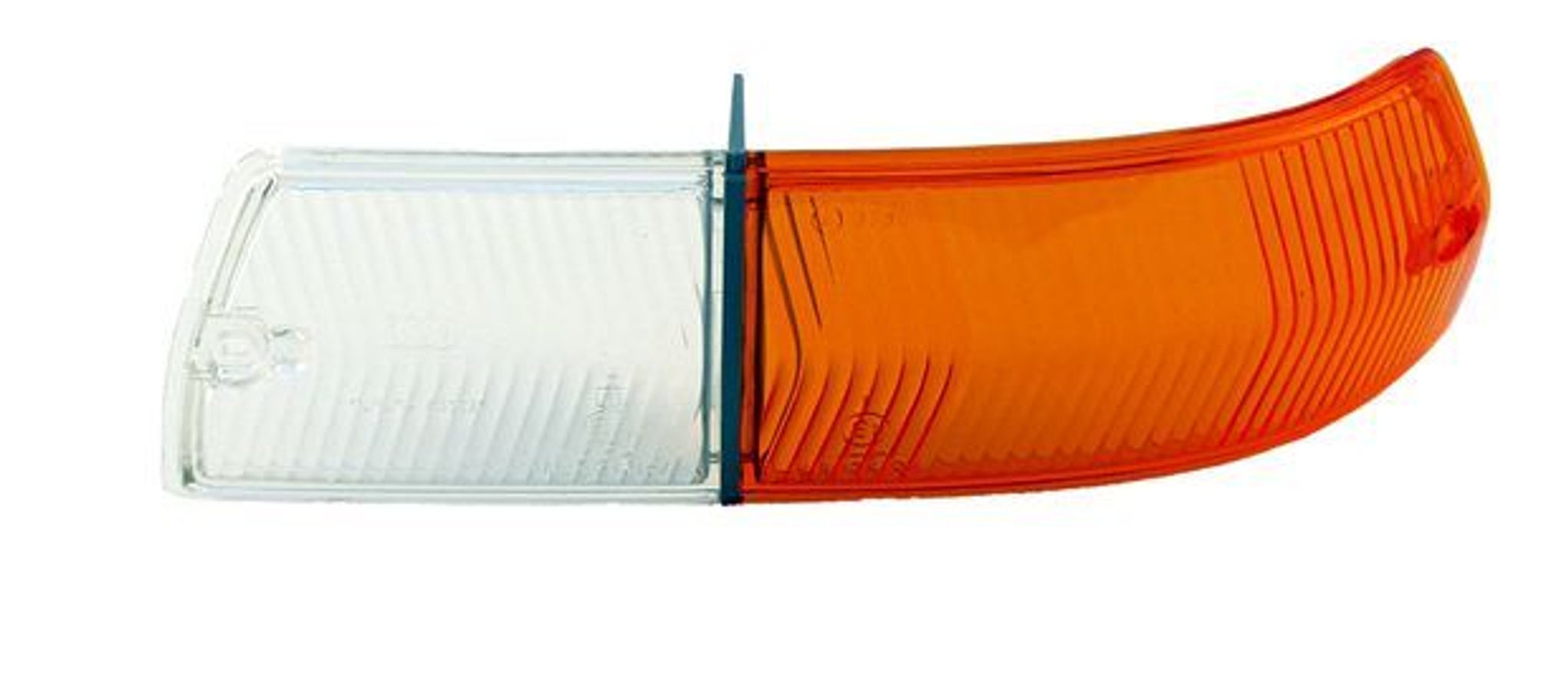 Knipperlichtglas geel/wit links