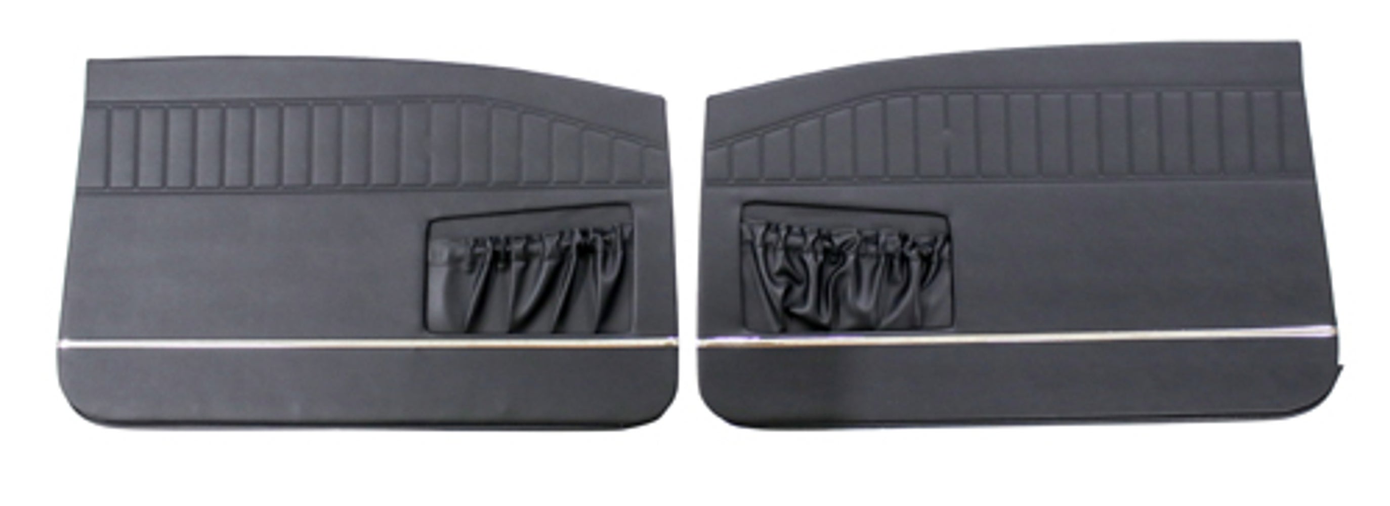Voorportierpanelen voor Volvo Amazon 2d 1965, zwart, met brede chromen strip — bild 2 av 2