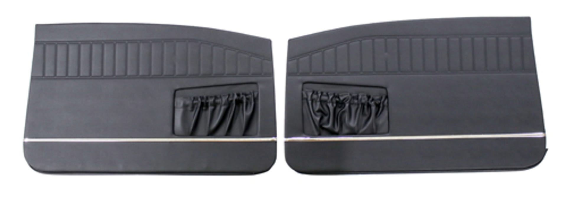 Voorportierpanelen voor Volvo Amazon 2d 1965, zwart, met brede chromen strip — bild 2 av 2