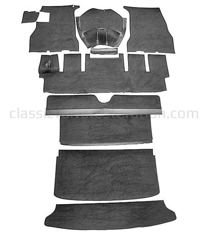 Tapijtset voor Volvo 1800S, zwart textiel (rechtsgestuurd)