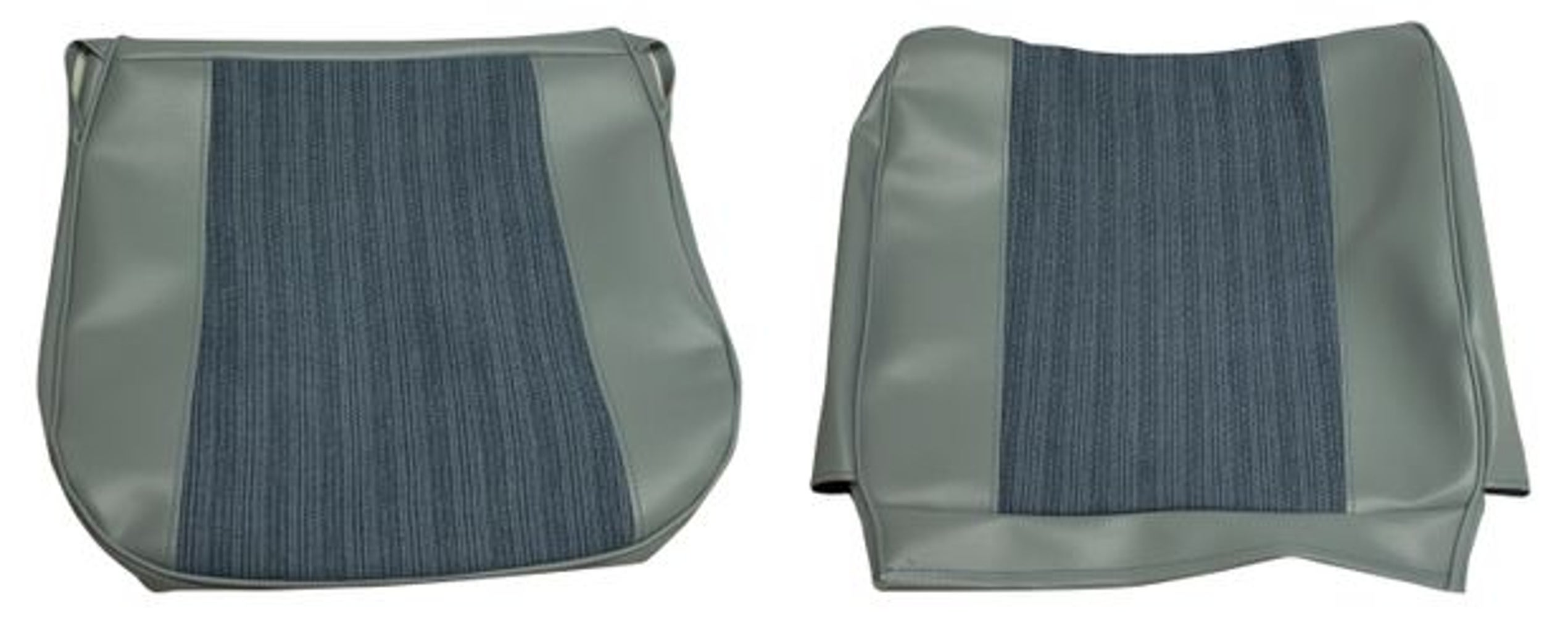 Bekleding voor de voorstoel van een Volvo PV544 uit 1961-62, blauw.