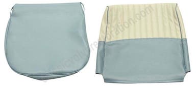 Bekleding voor de voorstoel van een Volvo PV544 uit 1958-1960 (VS) in blauw/beige.