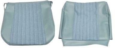 Bekleding voor de voorstoel van een Volvo PV544 uit 1965, blauw.