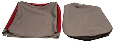 Bekleding voor de voorstoel van een Volvo Duett 445 uit 1958-1960, rood/zwart.