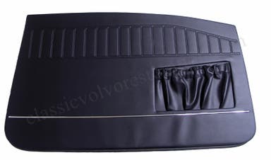 Deurpanelen voor Volvo Amazon 2d 1966-68, zwart met smalle chroomstrip.