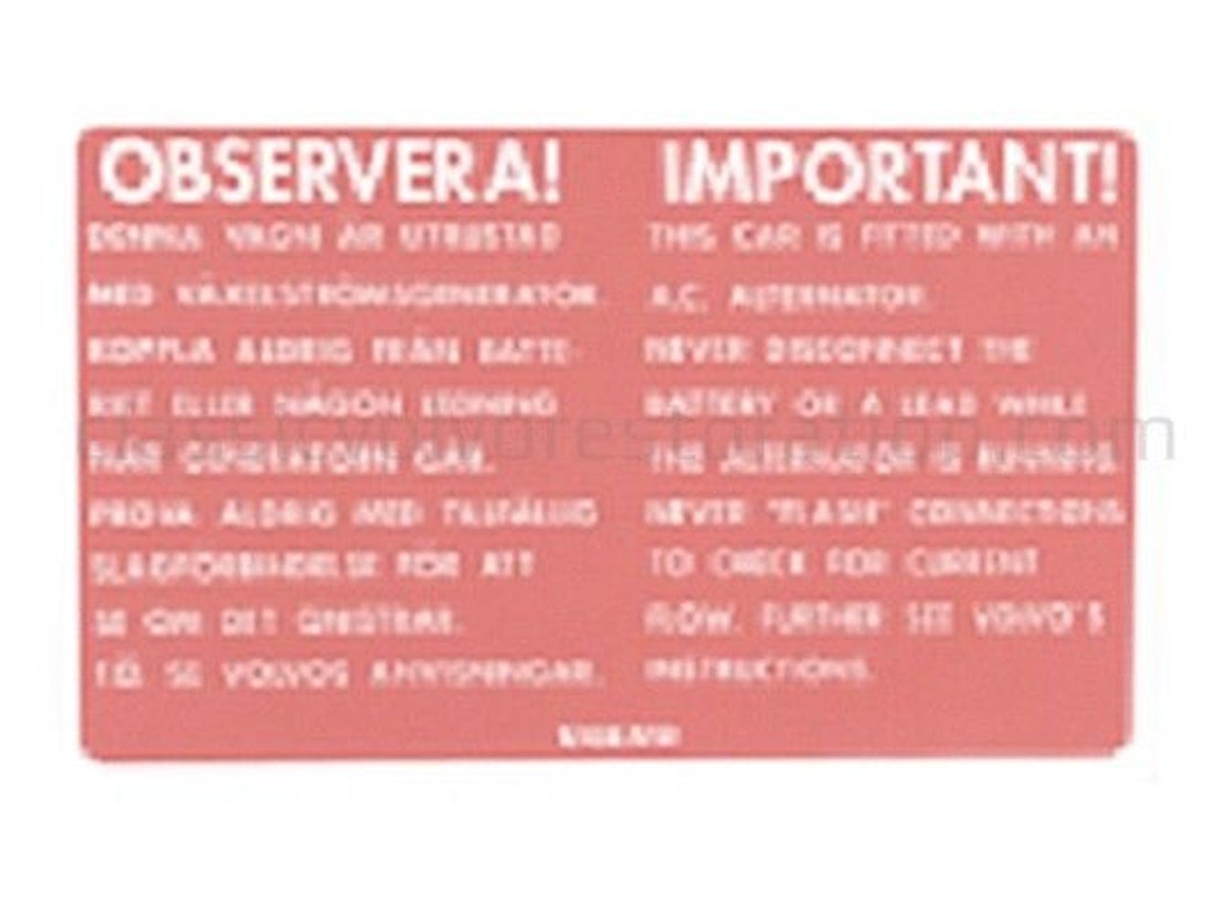 Sticker voor dynamo van Volvo 123GT rood — bild 2 av 2