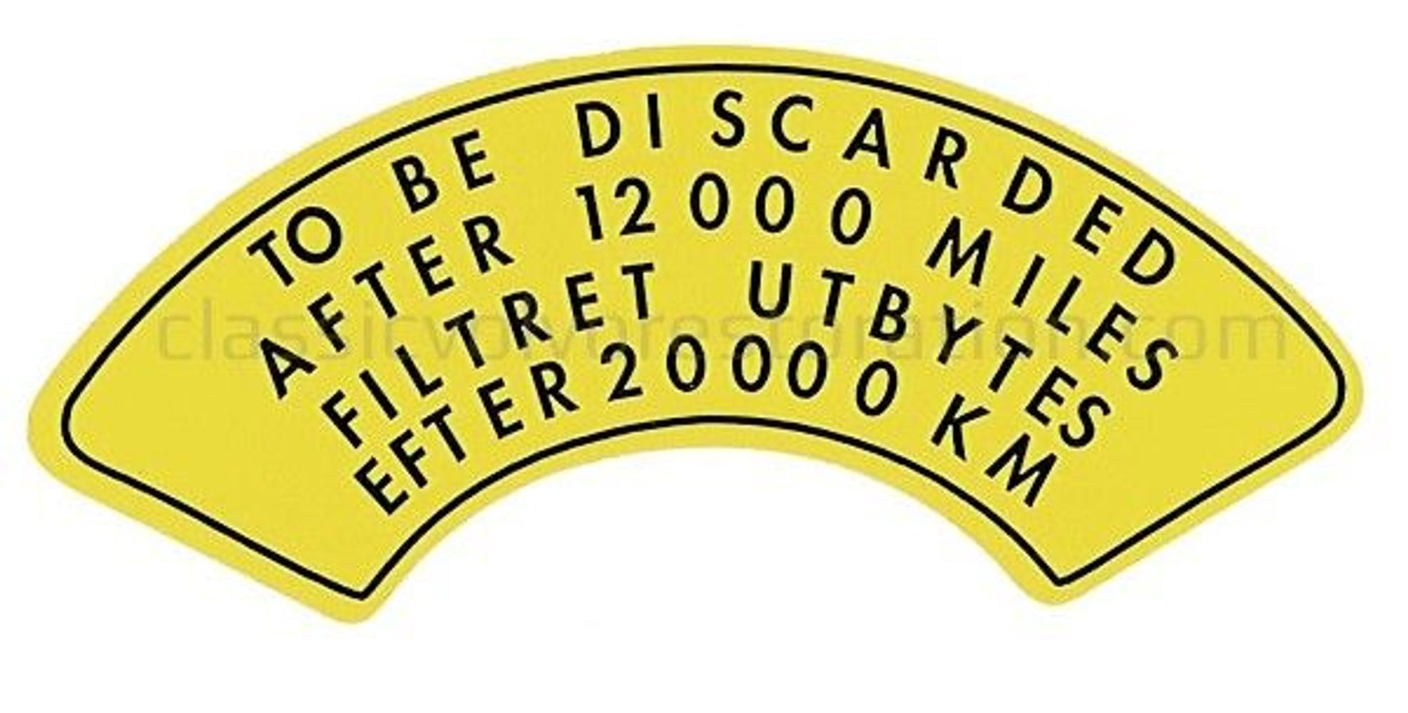 Sticker voor luchtfilter voor Volvo B14, B16B