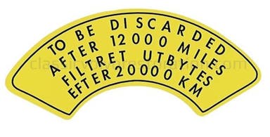 Sticker voor luchtfilter voor Volvo B14, B16B