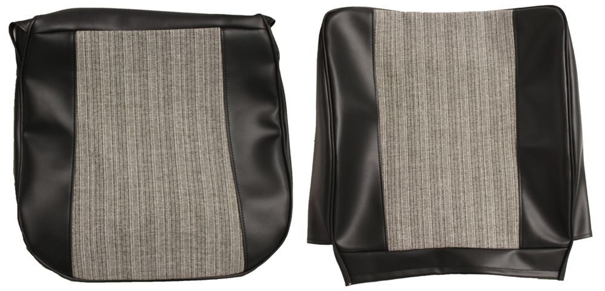 Bekleding voor de voorstoel van een Volvo PV544 uit 1965-1966, zwart.