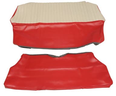 Bekleding achterbank voor Volvo 544A 1958-60 Export rood/beige Optie 1