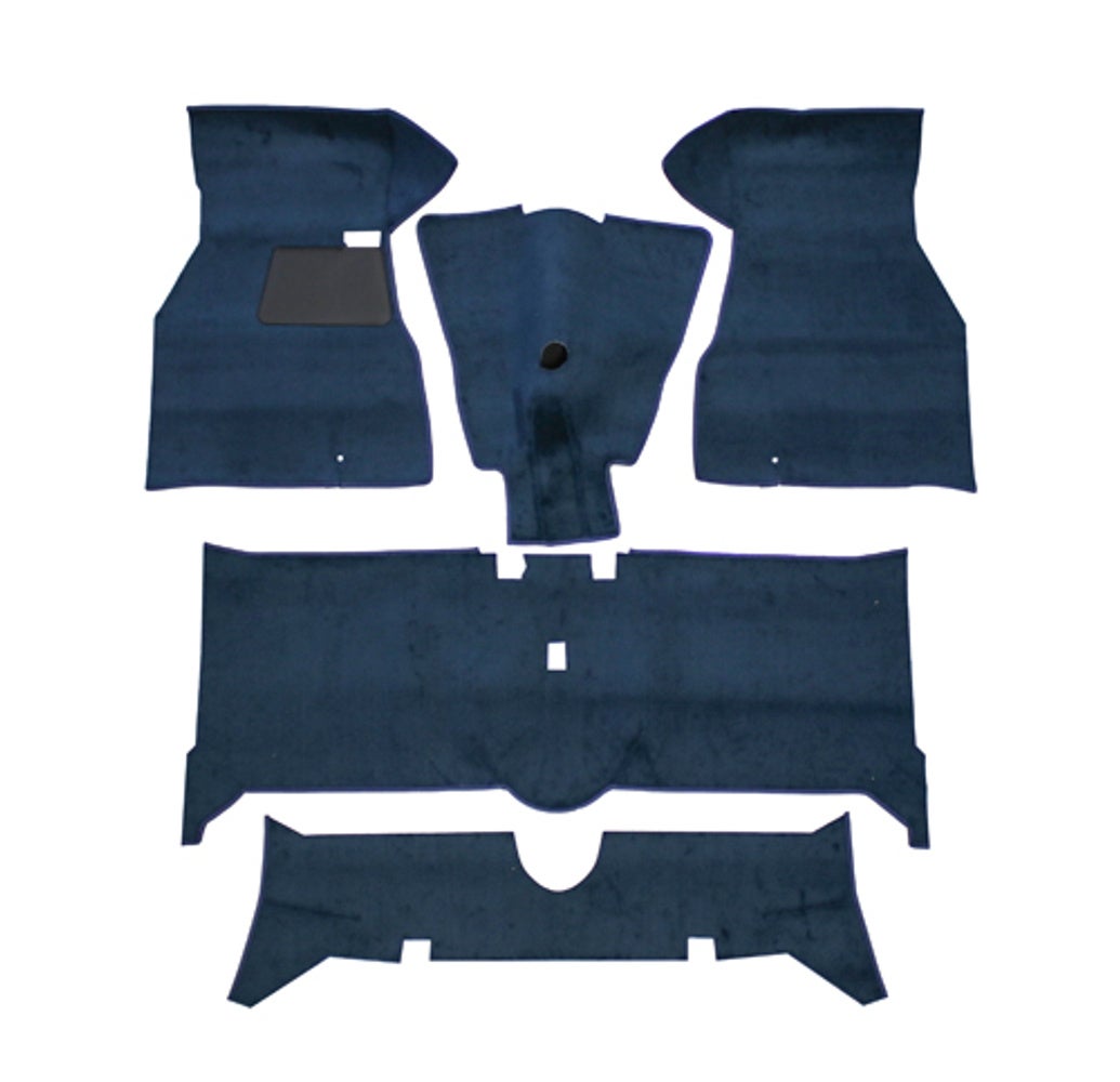 Tapijtset voor Volvo 140 uit 1972, blauw textiel