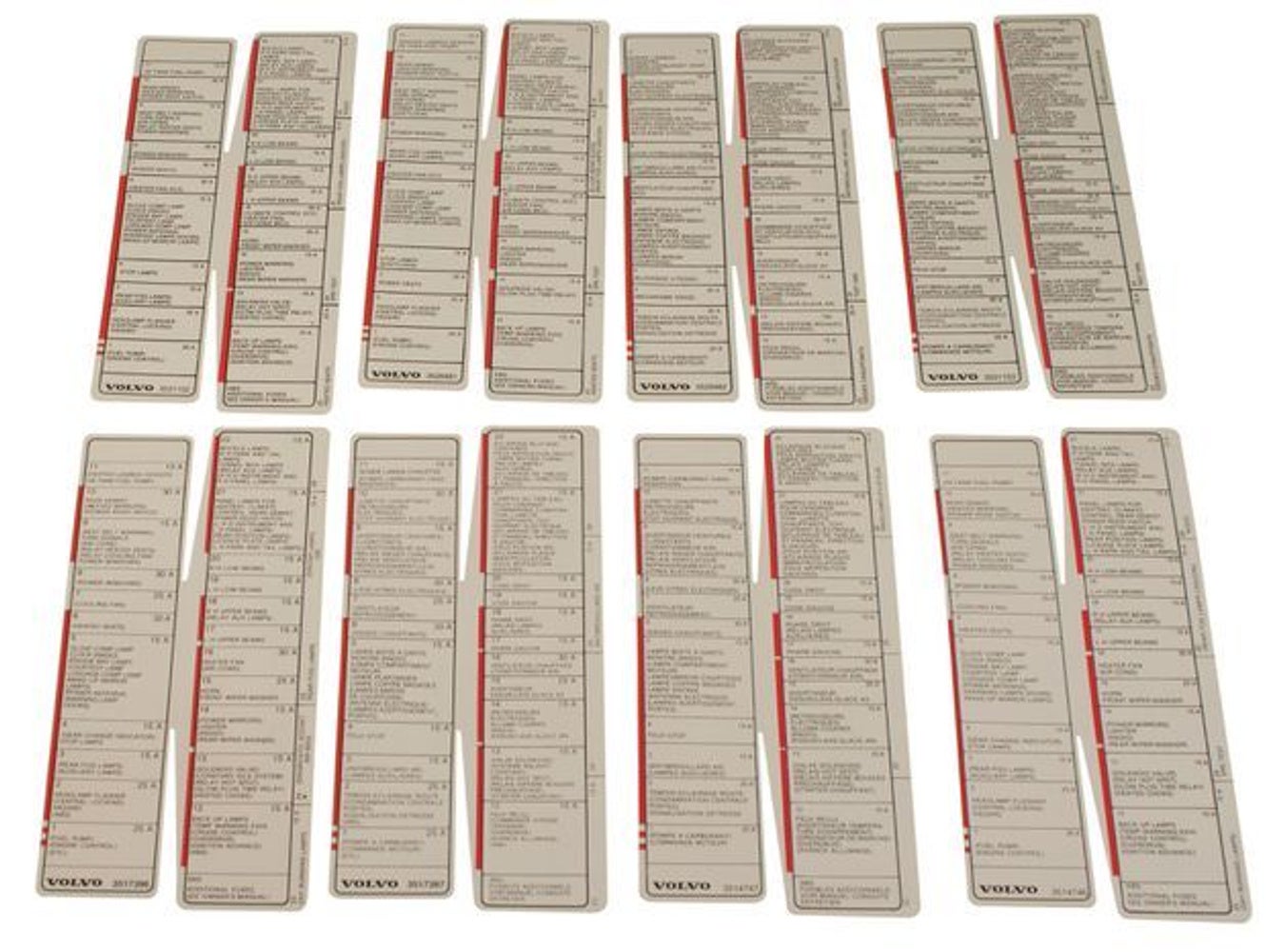 Sticker set zekeringen voor Volvo 740, 940 1988-92