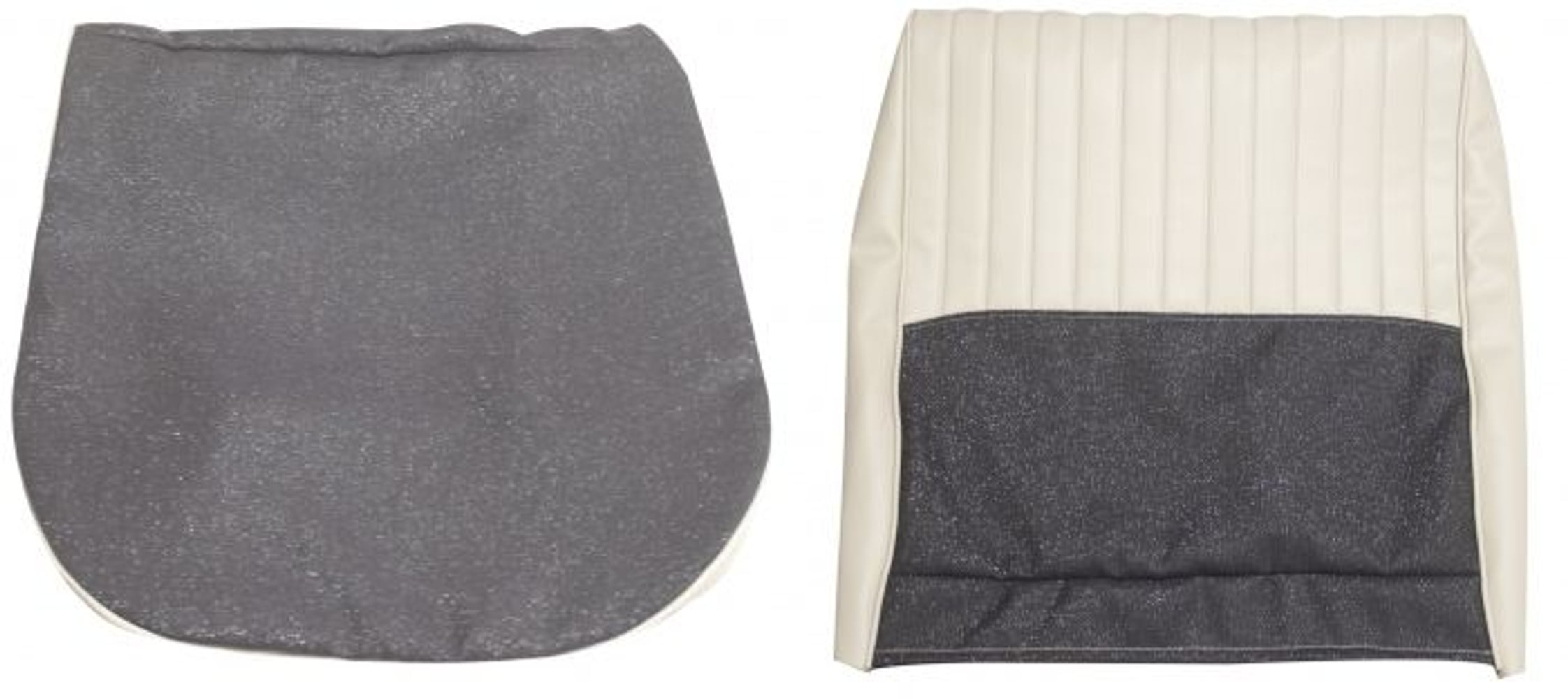 Bekleding voor de voorstoelen van een Volvo Amazon 4d uit 1959-1960, blauw/beige.