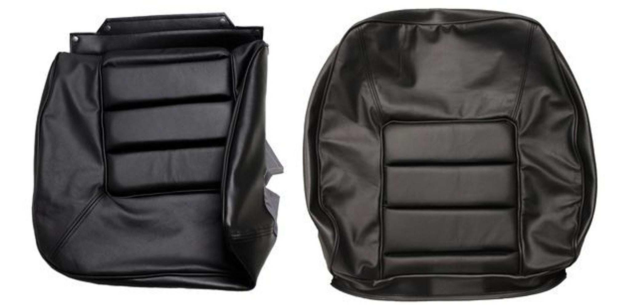 Bekleding voor de voorstoelen van een Volvo 140GL, 164 uit 1970-1974, zwart.