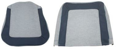 Bekleding voor de voorstoel van een Volvo PV444LS uit 1957, grijs/blauw.