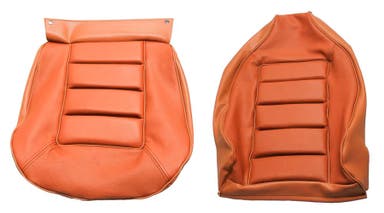 Bekleding voor de voorstoel van een Volvo 1800ES uit 1973, bruin leer.