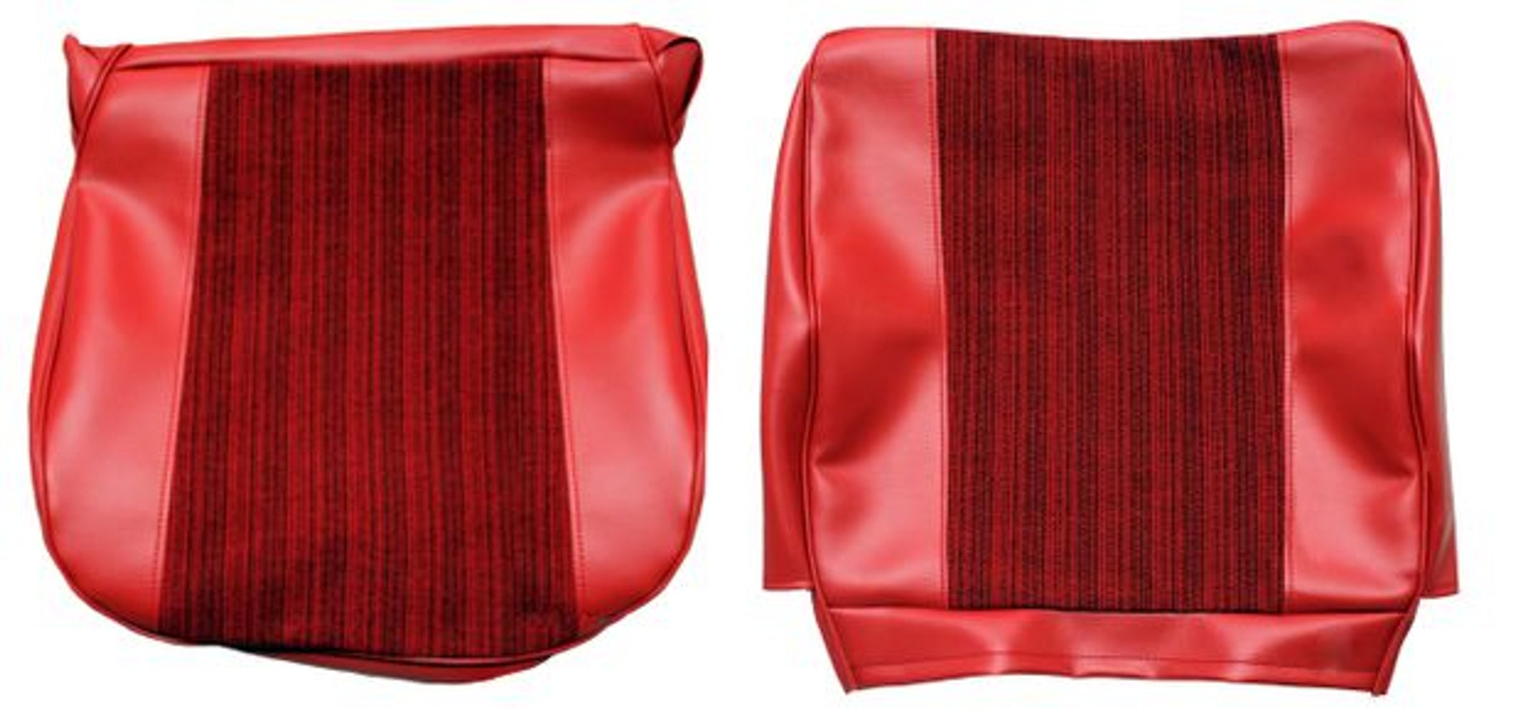 Bekleding voor de voorstoel van een Volvo PV544 uit 1962-63, rood.