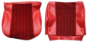 Bekleding voor de voorstoel van een Volvo PV544 uit 1962-63, rood.