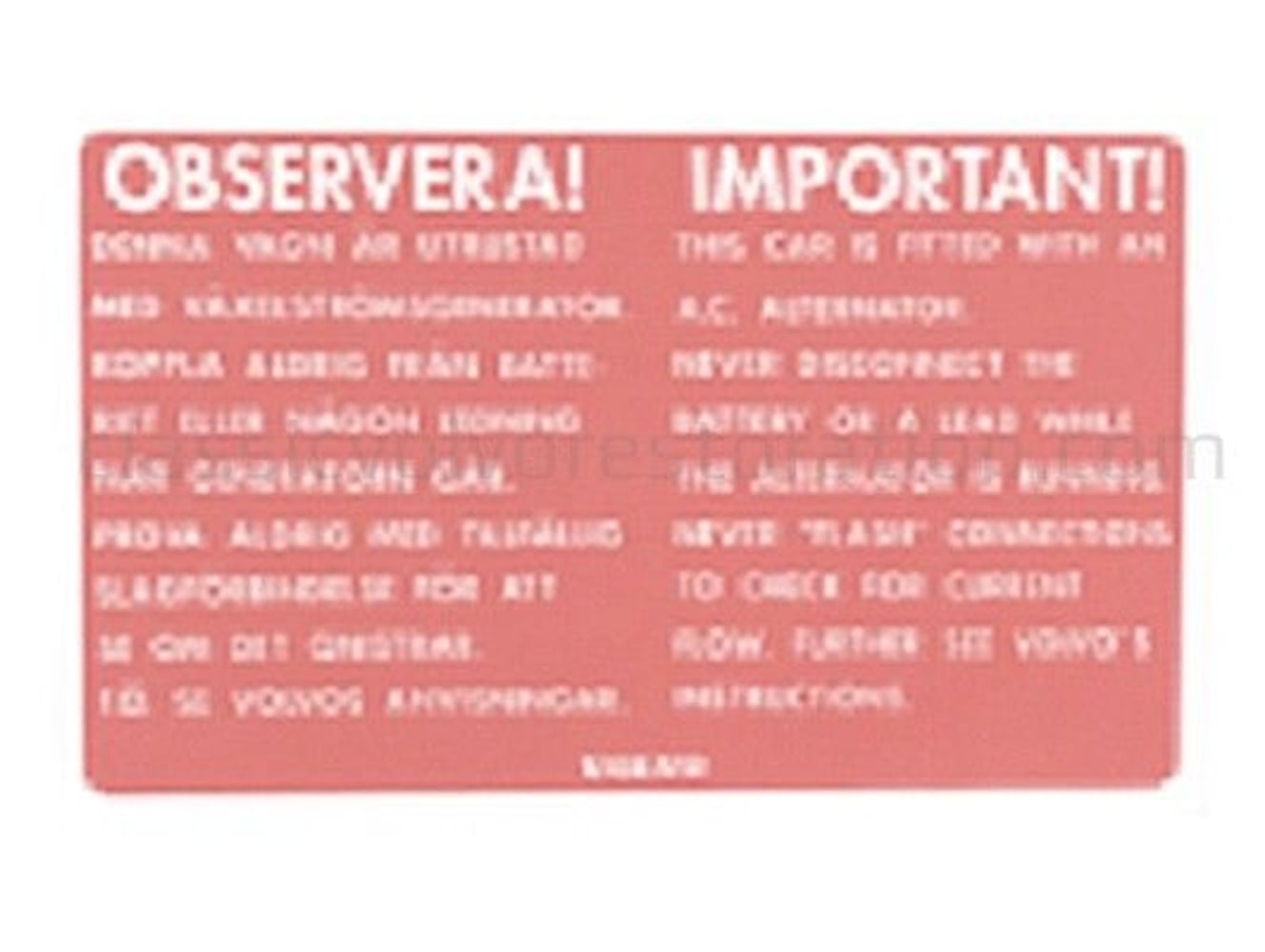 Sticker voor dynamo van Volvo 123GT rood — bild 2 av 2