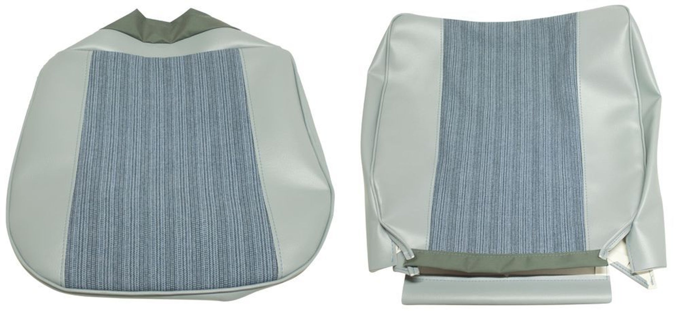 Bekleding voor de voorstoel van een Volvo Amazon uit 1962, lichtblauw.