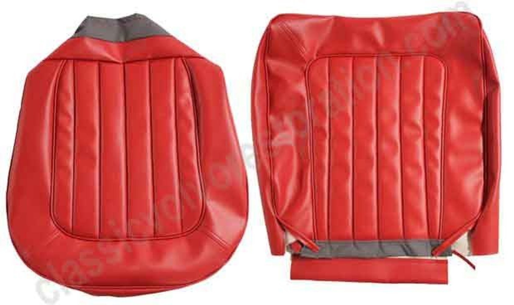 Bekleding voor de voorstoel van een Volvo Amazon uit 1962 (VS) in het rood.