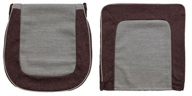 Bekleding voor de voorstoel van een Volvo PV444 KS-LS 1956-57, rood/grijs.