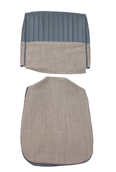 Bekleding voor de voorstoel van een Volvo PV544A uit 1958-1960, blauw/grijs.