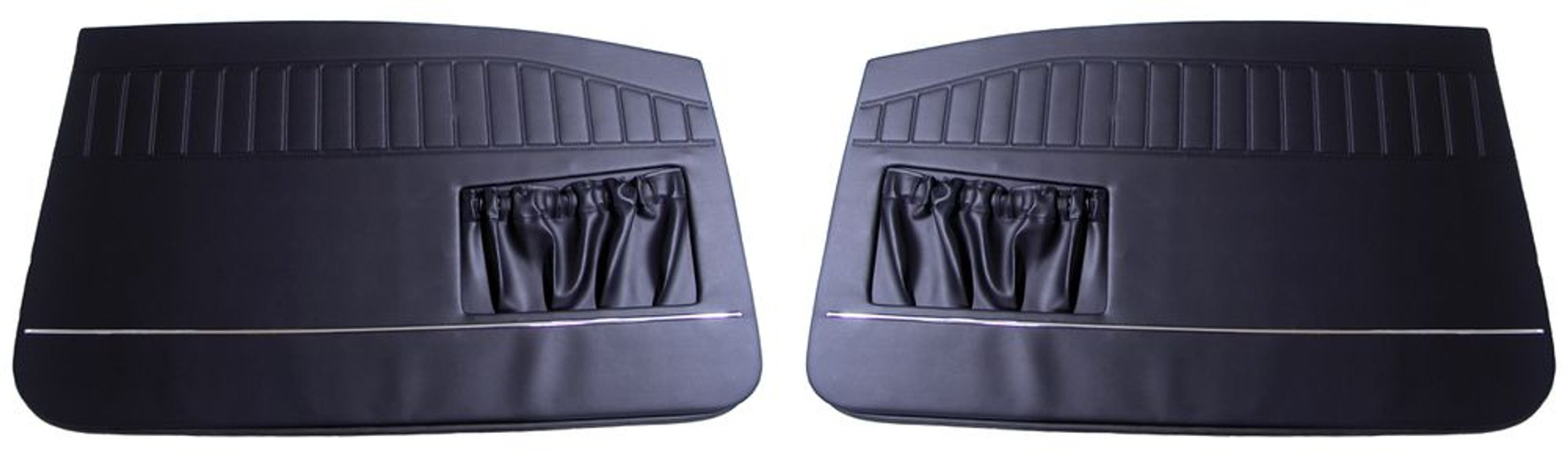 Deurpanelen voor Volvo Amazon 2d 1966-68, zwart met smalle chroomstrip. — bild 2 av 2