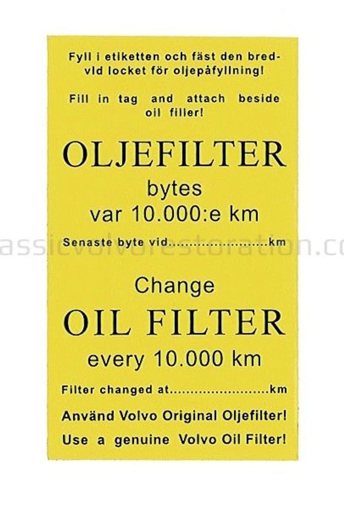 Oliefilter service sticker — bild 2 av 2