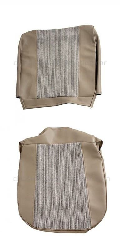 Bekleding voor de voorstoel van een Volvo PV544 uit 1962-63 in de kleur nougat.