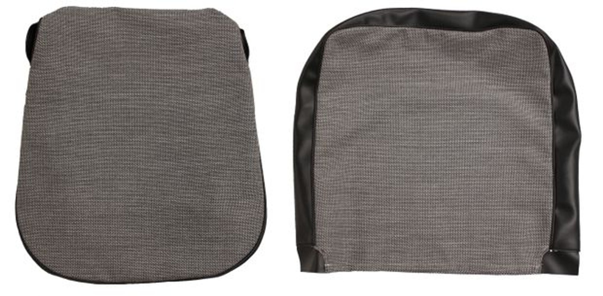 Bekleding voor de voorstoelen van een Volvo Duett 445 uit 1957-58, grijs/zwart.