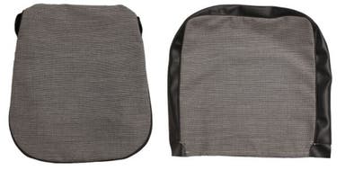 Bekleding voor de voorstoelen van een Volvo Duett 445 uit 1957-58, grijs/zwart.