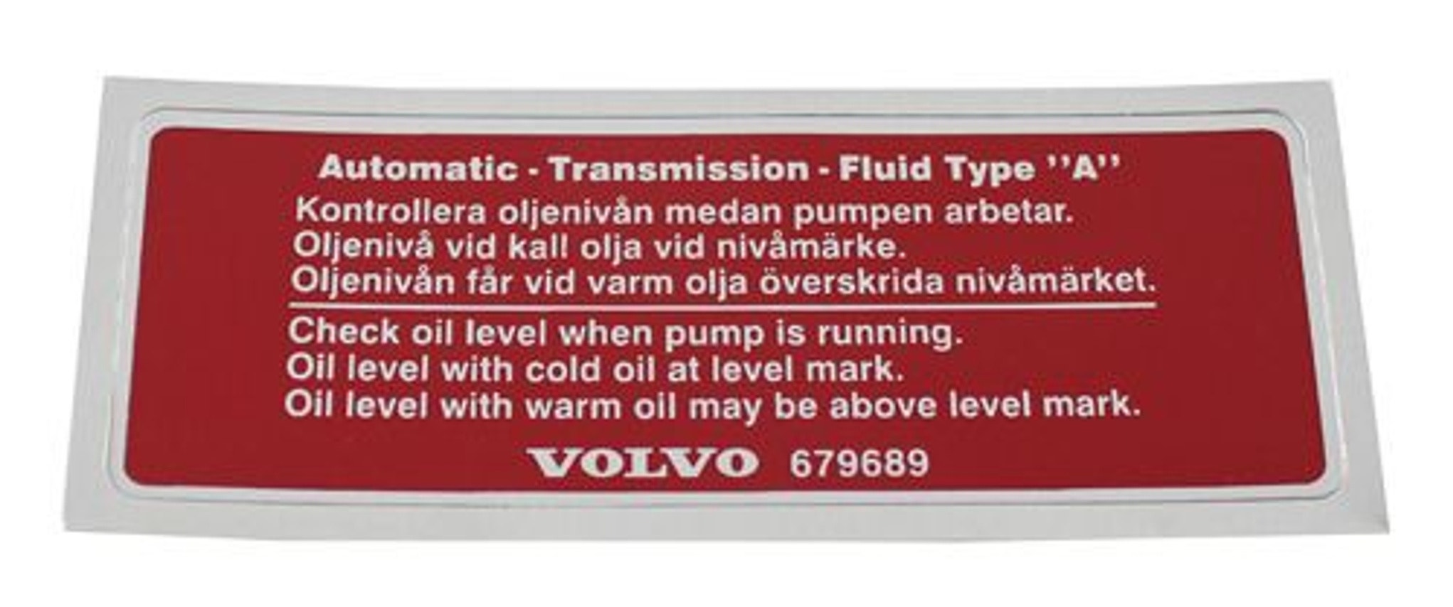 sticker oliereservoir Volvo 164 (679689)