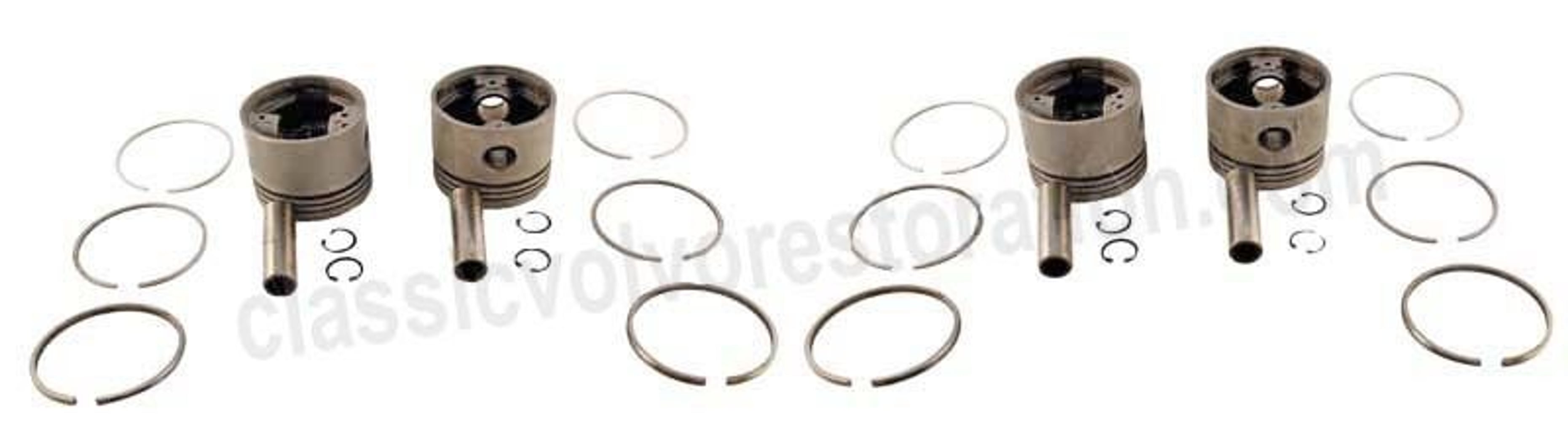 Zuigerset (4 stuks) met zuigerveren voor Volvo B18 0.040"