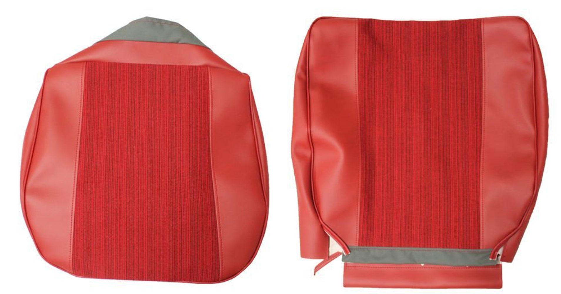 Bekleding voor de voorstoel van een Volvo Amazon uit 1964, rood.