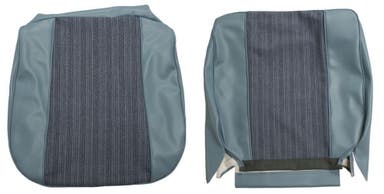 Bekleding voor de voorstoel van een Volvo Amazon 4d uit 1961, blauw.