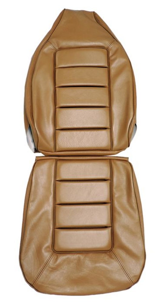 Bekleding voor de voorstoelen van een Volvo 1800E, 1800ES uit 1972, goudkleurig metallic.