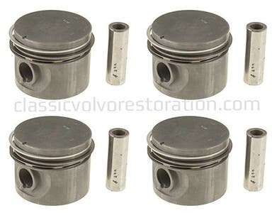 Zuigerset (4 stuks) met zuigerveren voor Volvo B19, B20, B30 1974- 0,015"