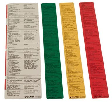 Stickerset voor Volvo 240, 245, 260, 262, 265, 265 1979-84 (Franse en Engelse tekst)
