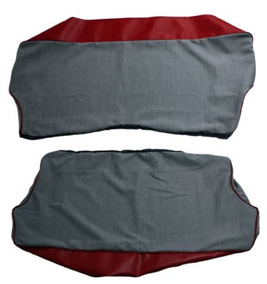 Bekleding achterbank voor Volvo PV544A 1958-60 rood/grijs Alt.1