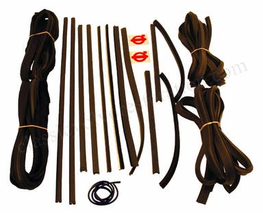 Rubberen en geleiderailset voor Volvo Amazon 2d -69 met textielstrips