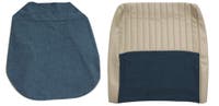 Bekleding voor de voorstoelen van een Volvo Amazon 4d uit 1959-1960, turquoise, met inklapbare onderdelen. — bild 1 av 2