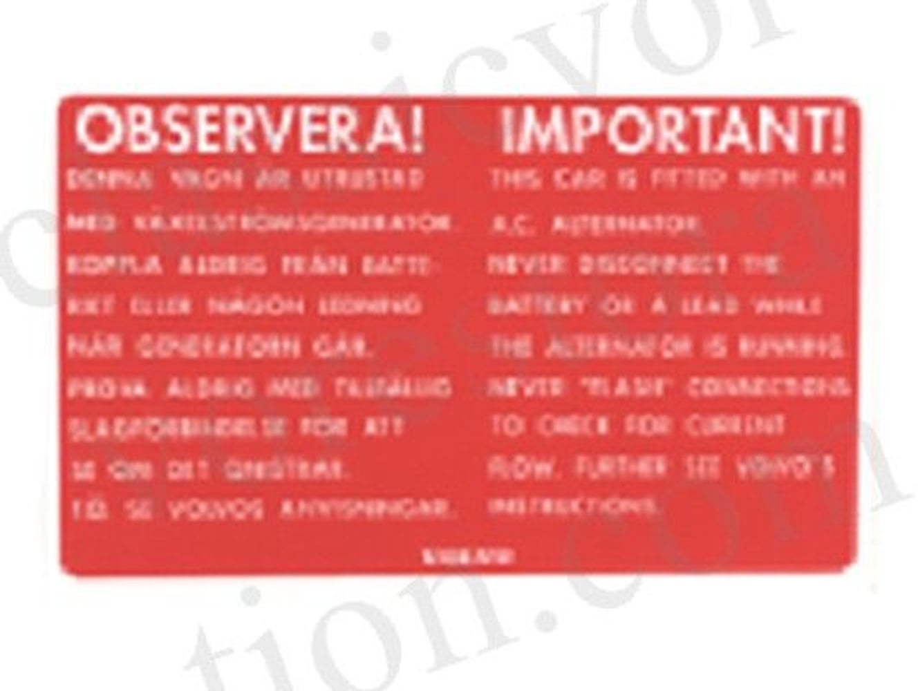 Sticker voor dynamo van Volvo 123GT rood — bild 1 av 2